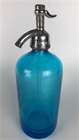 Vintage Aqua Glass Seltzer Bottle