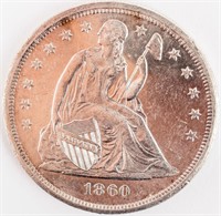 Coin 1860-O Seated Dollar Choice BU Rare!