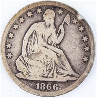 Coin 1866 Liberty Seated Half Dollar VG Scarce