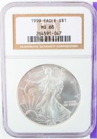 Coin 1999 Silver Eagle NGC MS68
