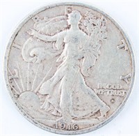 Coin 1916-D Walking Liberty Half Dollar Extra Fine