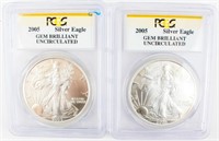 Coin (2) 2005 PCGS Graded Silver Eagles