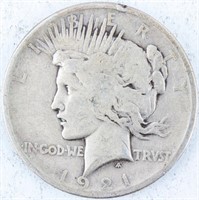 Coin 1921 Peace Silver Dollar Key Date VG