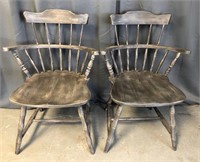 Pair Of Shabby Chic Painted Dining Chairs
