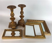 Gold Framed Wall Mirrors & Candlesticks