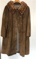 Vintage Leather & Fur Collared Dress Jacket