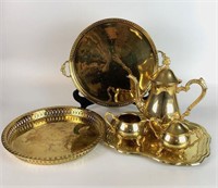 Gold Electroplated Tea Set & More