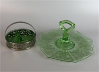 2 Pieces Of Vaseline Glass