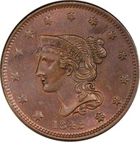 L1C 1842 SMALL DATE. PCGS MS64 BN CAC