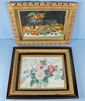 Two Antique Picture Frames, Still Life & Roses