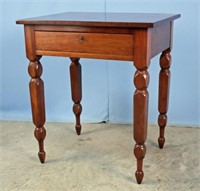 19th C. Work Table W/ Drawer & Turned Legs