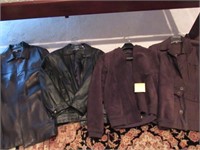 Four Men's Leather Jackets - Black & Brown, Size M