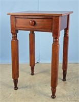 19th C. Walnut Work Table W/ Drawer & Turned Legs