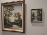 Two Pieces: Oil on Canvas, Both Landscapes, Larger