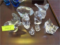 Nine Pieces: Art Glass Animals, Some Marked Val St