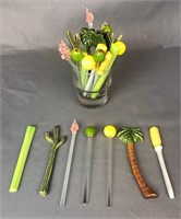 Collection Of Glass Cocktail Stirrers