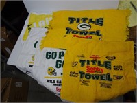 Five vintage packers towels (one from 1996 NFC