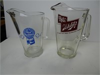 Heavy Glass Pitchers (Pabst and Schlitz