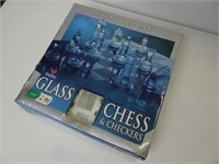 Glass Chess set (checkers pieces missing)