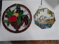 Set of hand made vintage stained glass window
