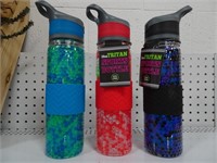Set of three new Tritan sports bottles