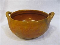 2 handled pottery bowl w. glaze inside