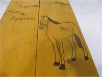 Wooden box w. horse on it