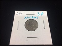 1869 3 Cent Piece - Nickel