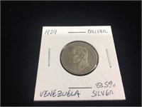 1929 Bolivares Coin - Venezuela 83.5% Silver