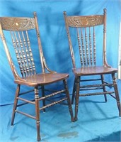 2 Antique pressed back chairs from mid 1800s found