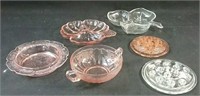 pink depression glass & extras