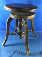 Antique oak piano/organ stool 15" round