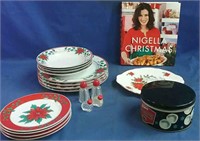 Christmas items, dishes, tray, souvenir