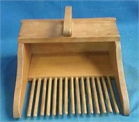 Signed NS handcrafted wooden berry rake  9" x 9"