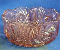 pink depression glass bowl, 8" round