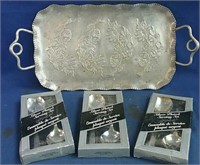 Silver plated serving tray 17" x 11" & serving