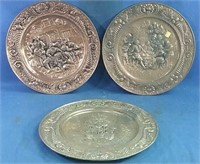 3 brass wall plates 14" round