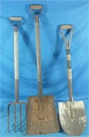 2 shovels & pitch fork