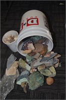 BUCKET OF ASSORTED ROCKS AND FOSSILS