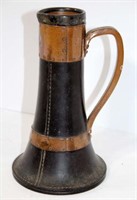 Ceramic Pitcher in Faux Metal & Leather