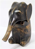 Carved Wood Elephant Press with Hinged