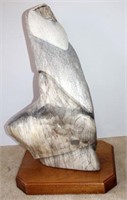 Carved Gray Marble Statue of Bird