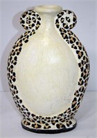 Painted Stoneware Vase with Crackle
