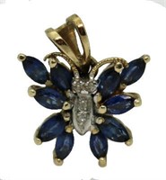 10kt Gold Sapphire & Diamond Pendant