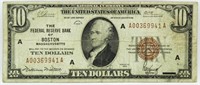1929 Boston $10 National Currency Bank Note