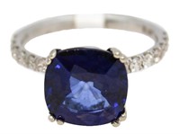 14kt Gold 5.72 ct Sapphire & Diamond Ring