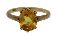 10kt Gold Oval Natural Golden Citrine Solitaire