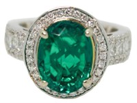 14kt Gold 5.13 ct Emerald & Diamond Ring