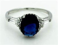Oval 2.50 ct Sapphire & Baguette Ring