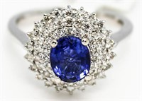 14kt Gold 2.14 ct Sapphire & Diamond Ring